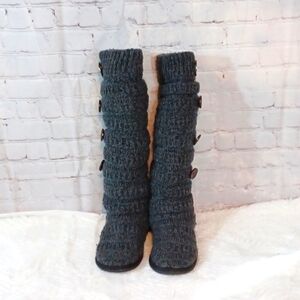 Muke Luks Woman's Gray & Black Warm Gray‎ Sock Boots sz 8